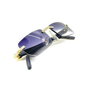 Men Sunglasses Square‎ Black Lens Fashion Diamond Bling Hip Hop Style Lentes New